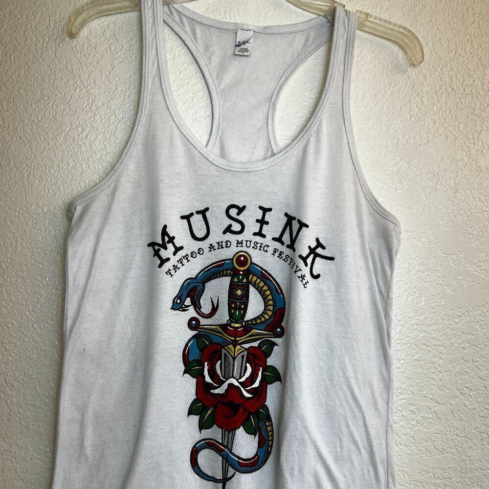 White Racerback Tank Top Shirt Emo Grunge Alternative Music Tattoo 2018 Festival